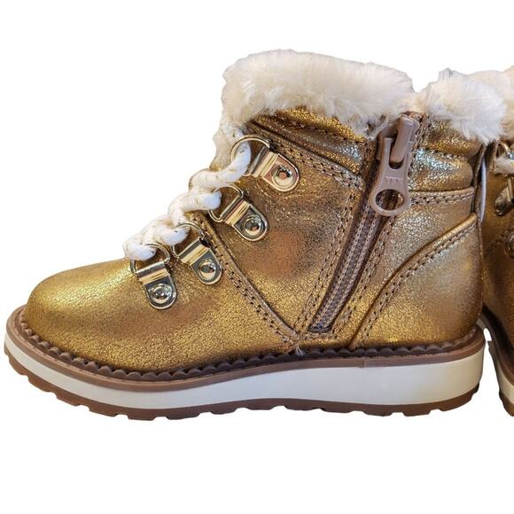 Cat and Jack Gold Reed Boots Fur Lined Winter Boots Toddler Size 6 - Picture 6 of 13